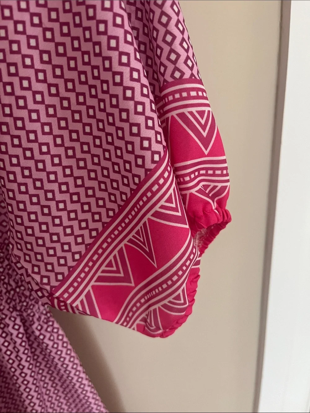 Bright Pink Geometric Print Dress